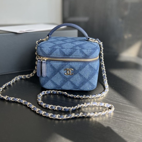 Chanel Vanity Chain Bag In Denim Fabric AS3171 15cm