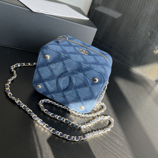 Chanel Vanity Chain Bag In Denim Fabric AS3171 15cm