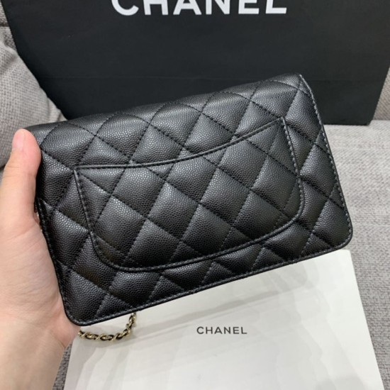 Chanel Wallet on Chain in Caviar Calfskin With Metal Bags on Chain