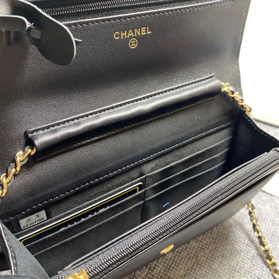 Chanel Wallet on Chain in Caviar Calfskin With Embossed Logo