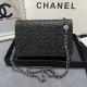 Chanel Wallet on Chain in Caviar Calfskin With Embossed Flowers