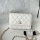 Chanel Mini Wallet on Chain In Lambskin Decorated With Leather Flower and Fabric Bow 15.5cm