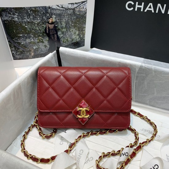 Chanel Wallet On Chain in Lambskin With Resin on Logo 19cm