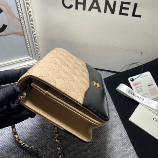 Chanel Wallet on Chain Gabrielle Bag In Contrast Color Wrinkle Calfskin 19cm