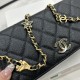 Chanel Wallet On Chain In Shiny Grained Calfskin With Enamel Logo A96049 20.5cm 2 Colors
