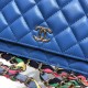 Chanel Wallet on Chain In Lambskin With Rainbow Fabric Chains 19cm
