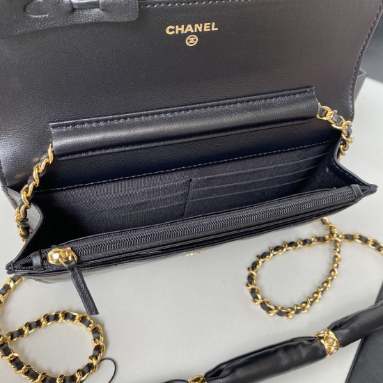Chanel Wallet On Chain in Lambskin With Leather Chains 19cm