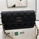 Chanel Wallet On Chain In Shiny Grained Calfskin With Enamel Logo AP3695 17cm 2 Colors