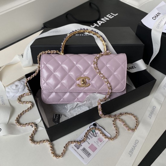 Chanel Woc Chain Clutch With Pearls Top Handle 19cm 5 Colors AP3803