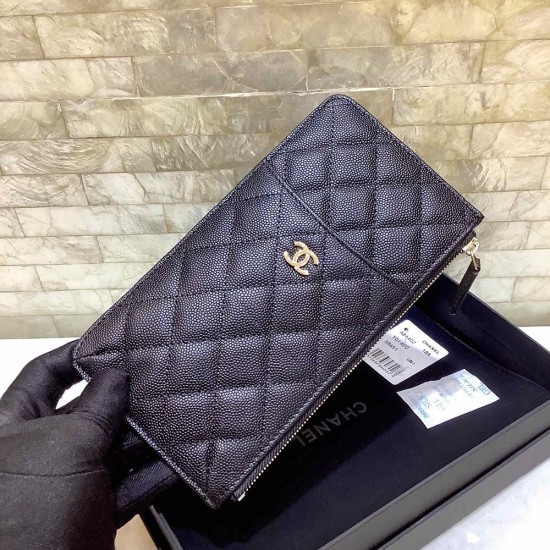 Chanel Zippy Long Wallet And Cardholder in Caviar Calfskin 19cm