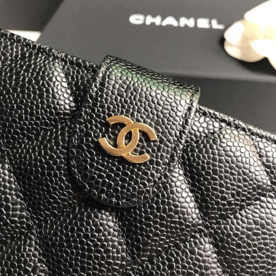 Chanel Flap Wallet In Grained Calfskin 15cm