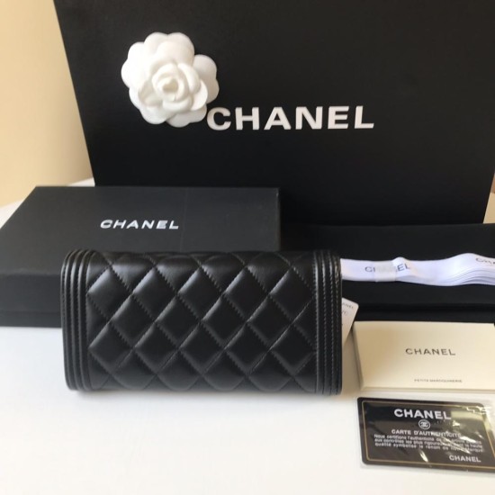 Chanel Boy Long Flap Wallet In Lambskin