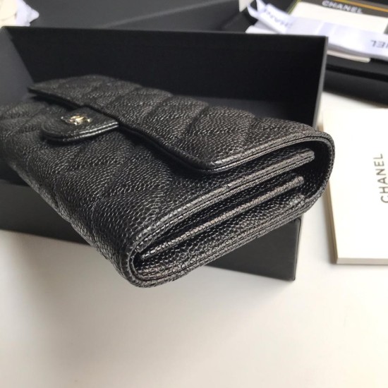 Chanel Classic Flap Long Wallet In Grained Calfskin