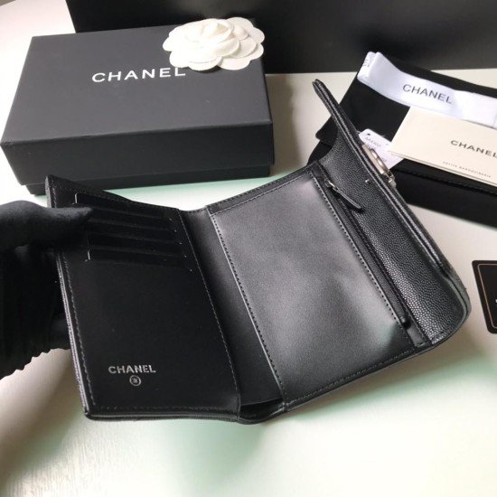 Chanel Boy Flap Wallet In Grained Calfskin
