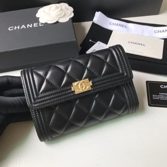 Chanel Boy Flap Wallet In Lambskin