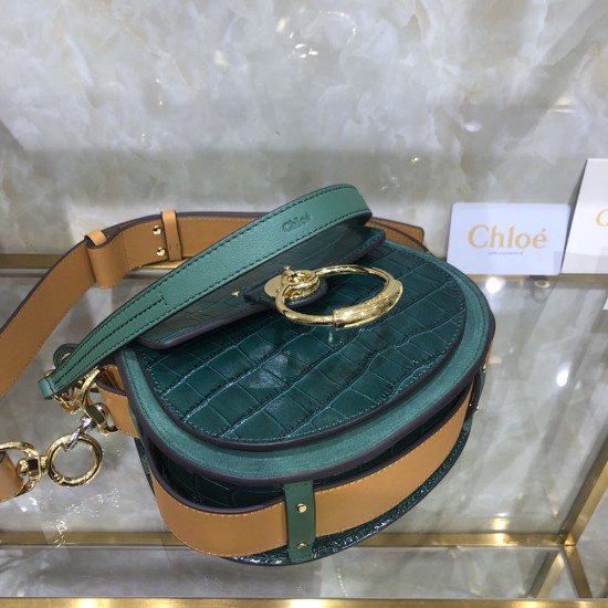 Chloe Small Tess Bag in Suede And Croco Effect Calfskin