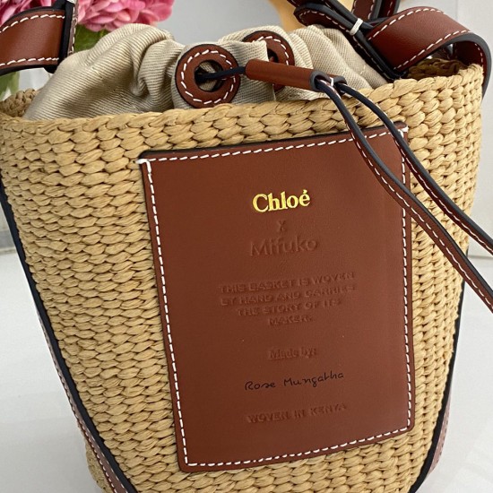 Chloe Small Woody Basket Bag with Outer Leather Patch