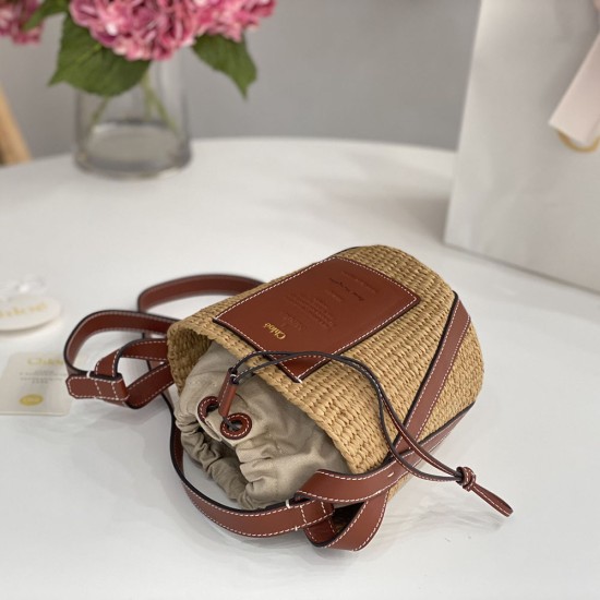 Chloe Small Woody Basket Bag with Outer Leather Patch