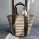 Chloe Large Woody Basket Bag Handwoven in Striped Upcycled Materials
