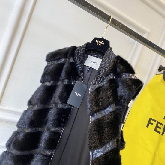 Fendi Mink Skin And Sneakskin Sleeveless Jacket 2 Colors