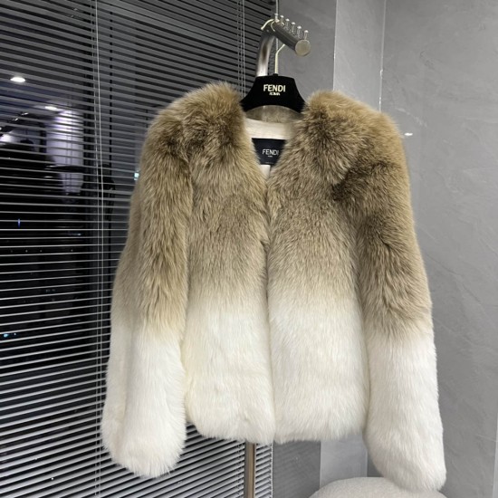 Fendi Fox Fur Coat In Gradient Color