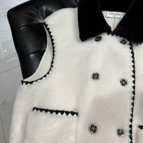 Chanel Shearling Sleeveless Jacket 2 Colors