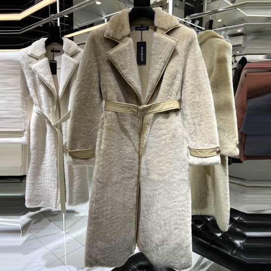 Balmain Shearling And Leather Trench Coat 2 Colors