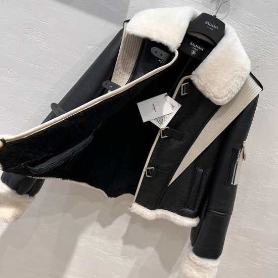 Balmain Leather And Fur Jacket 2 Colors