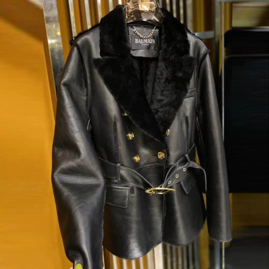 Balmain Leather And Fur Jacket