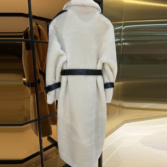 MaxMara Merina Wool Fur Long Coat 