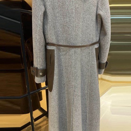 Loro Piana Wool Fur And Real Leather Trench Coat