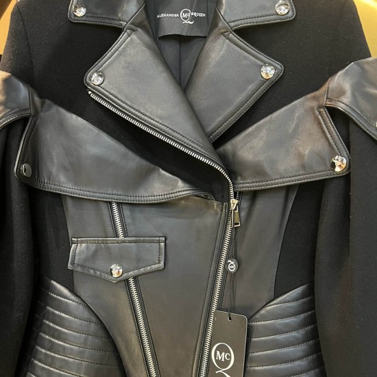 Alexander McQueen Alpaca And Leather Long Coat 