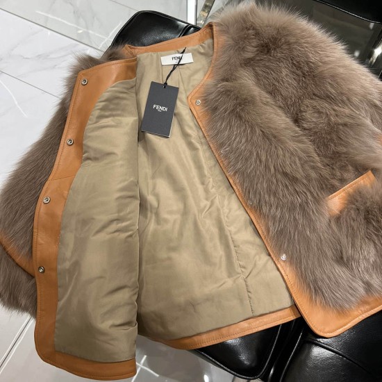 Fendi Leather And Fox Fur Coat 2 Colors