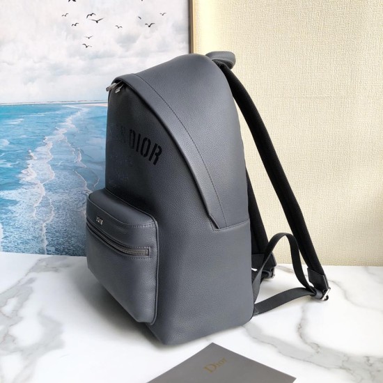 Dior Rider Backpack Grey Blue Grained Calfskin