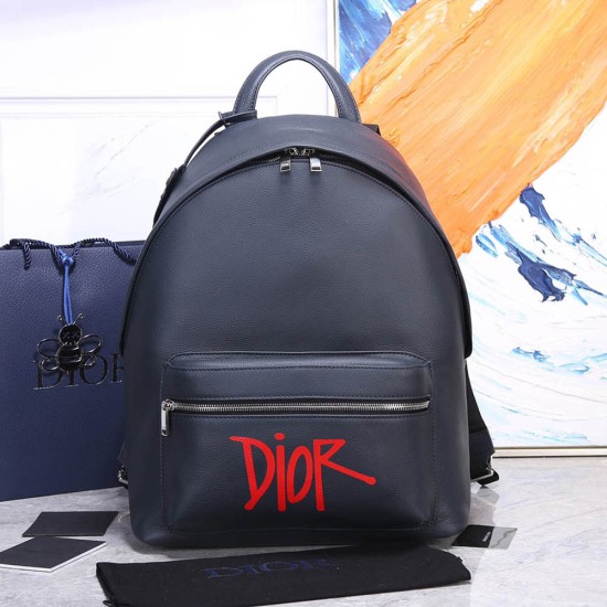 Dior Rider Backpack In Grained Calfskin With Dior Print 30cm