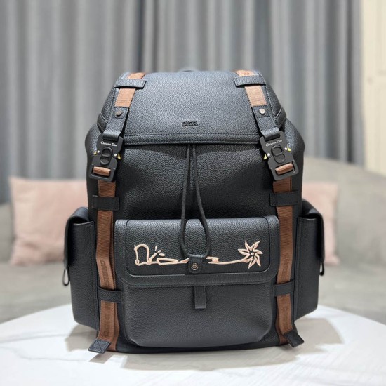Dior Hit The Road Cactus Jack Dior Backpack in Grained Calfskin With Embroidered Signature 43cm