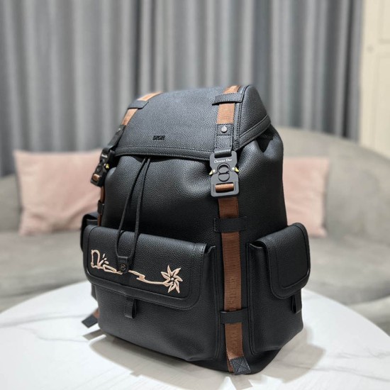 Dior Hit The Road Cactus Jack Dior Backpack in Grained Calfskin With Embroidered Signature 43cm