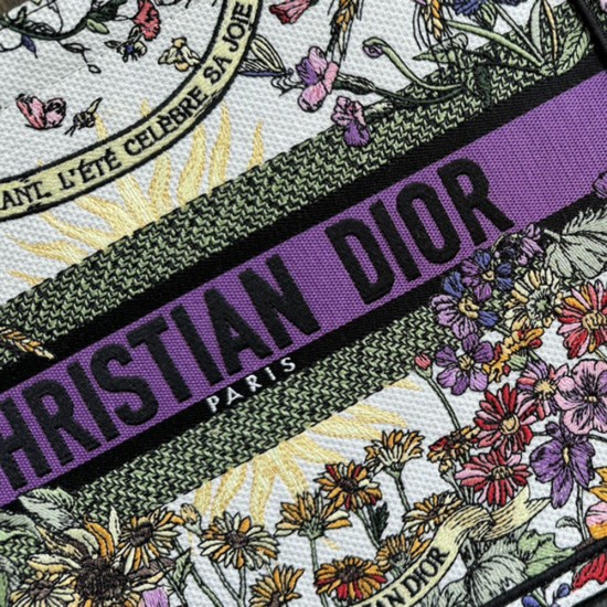 Dior Book Tote In Ecru Multicolor Dior 4 Saisons Automne Soleil Embroidery 36cm 42cm
