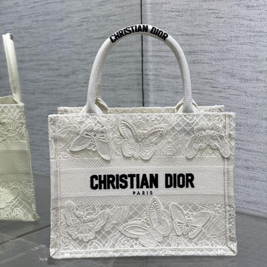 Dior Book Tote In Butterfly Embroidery with 3D Macramé Effect 26cm 36cm 2 Colors