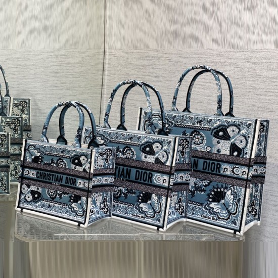 Dior Book Tote In Butterfly Bandana Embroidery 26cm 36cm 41cm 3 Colors