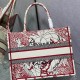Dior Book Tote Red White D-Royaume d'Amour Embroidery 36.5cm 41.5cm