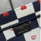 Dior Book Tote Black White Red D-Chess Heart Embroidery 36.5cm 41.5cm
