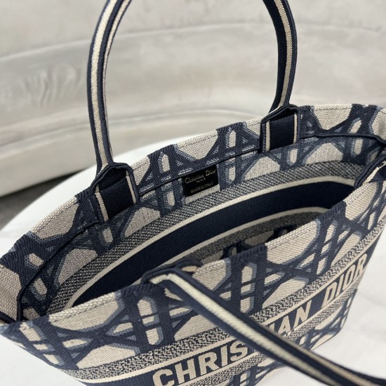 Dior Book Tote Shopping Bag In D-Stripes Jacquard 25cm