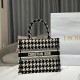 Dior Small Dior Book Tote In Macro Houndstooth Embroidery 26.5cm
