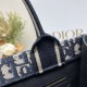 Dior Book Tote In Blue Dior Oblique Embroidery And Calfskin 26.5cm 36.5cm