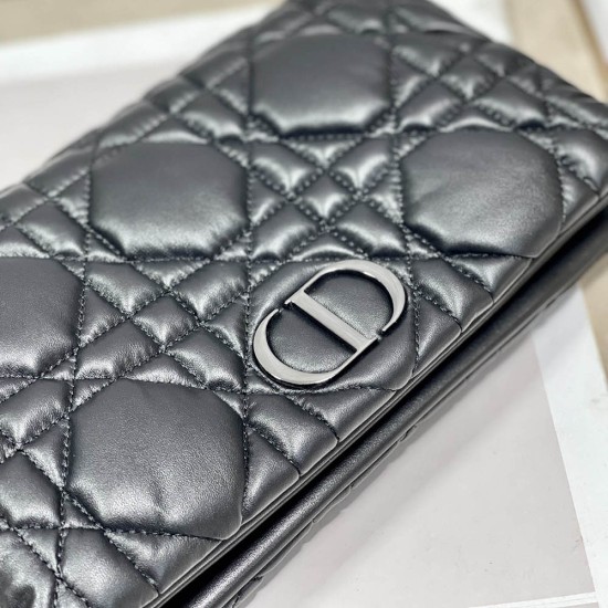 Dior Caro Macrocannage Pouch In Quilted Calfskin 2 Colors 19.5cm 24cm
