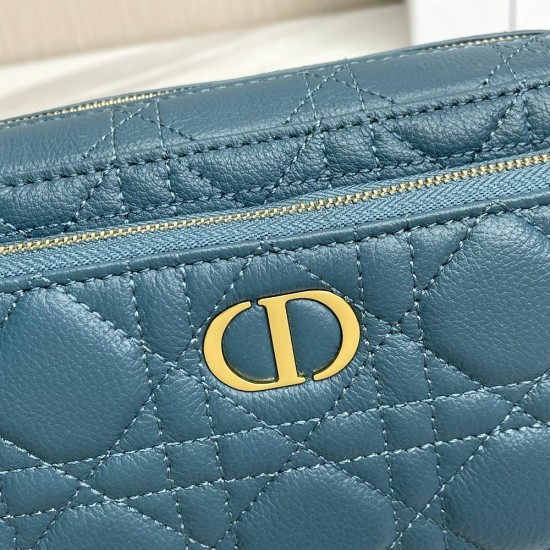 Dior Caro Double Pouch In Supple Cannage Calfskin 5 Colors 19cm