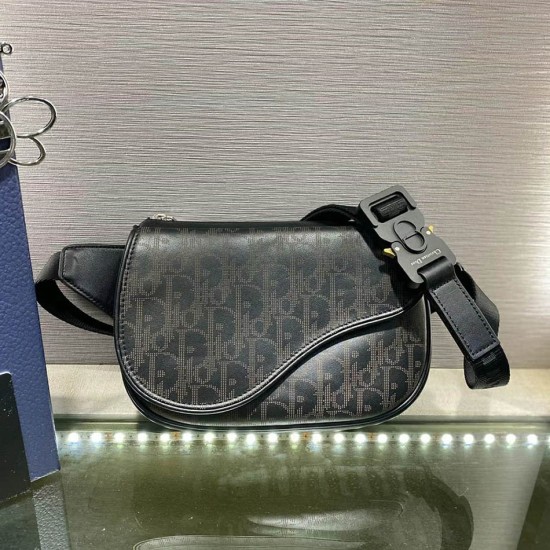 Dior Saddle Bag Belt Bag In Dior Oblique Galaxy Calfskin 3 Colors 19cm