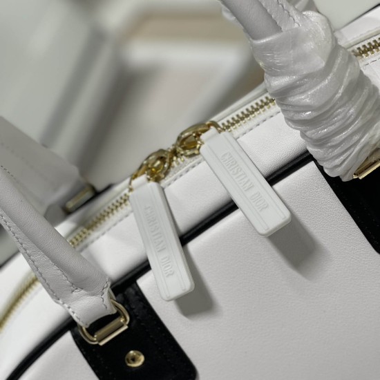 Dior Medium Vibe Zip Bowling Bag In Smooth Calfskin 2 Colors 34cm