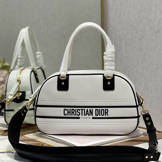Dior Medium Vibe Bowling Bag In Smooth Calfskin 2 Colors 34cm
